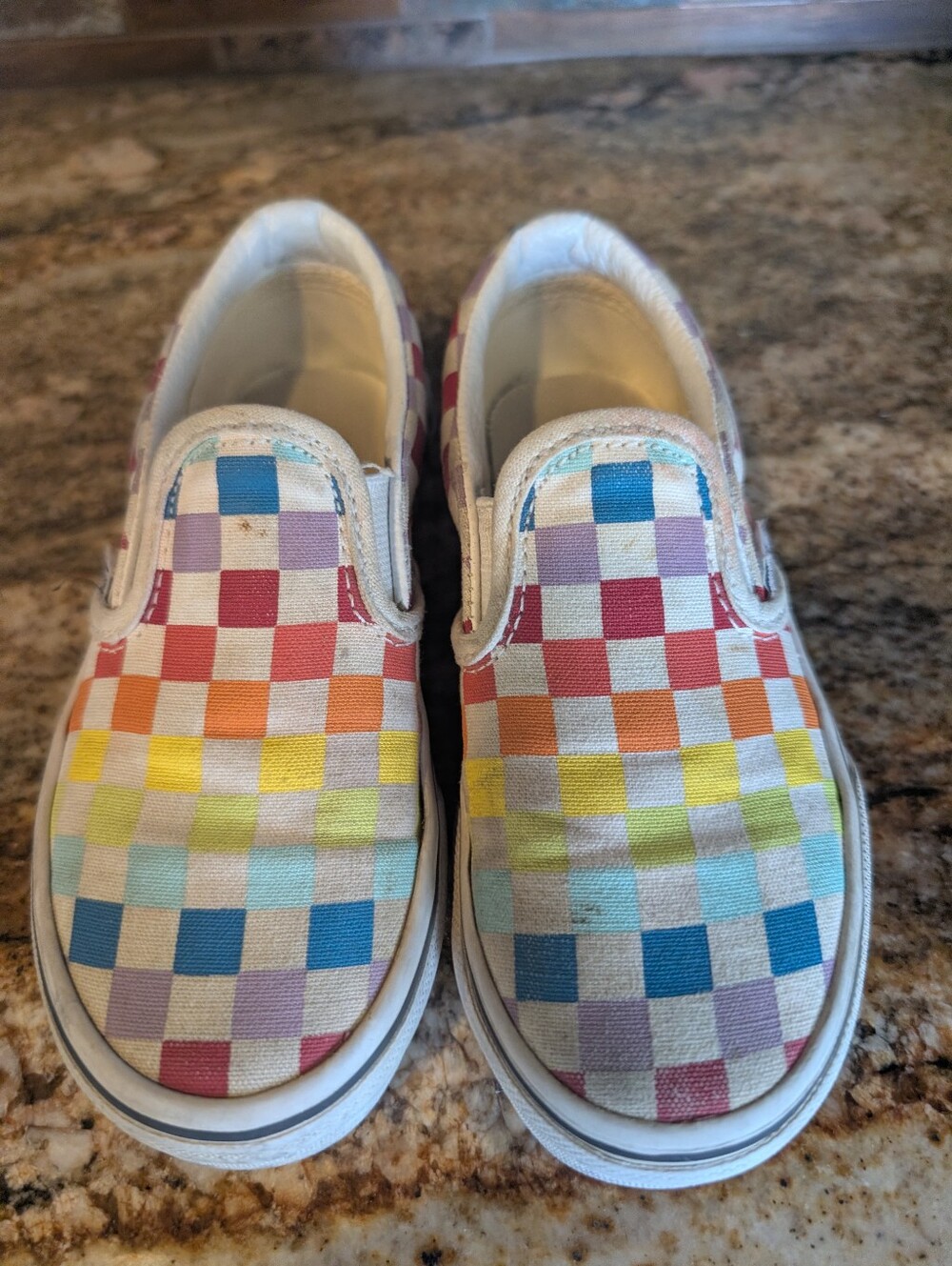 Vans Kids Slip-On Sneakers in Rainbow Checkerboard